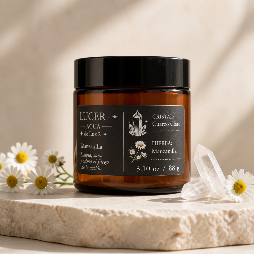 ♋ Cáncer – Vela Zodiacal de Manzanilla y Cuarzo Claro