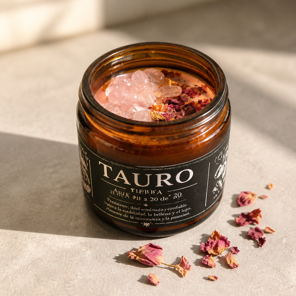 ♉ Tauro-Vela Zodiacal – Palo Santo | Cuarzo Rosado | Pétalos de Rosa
