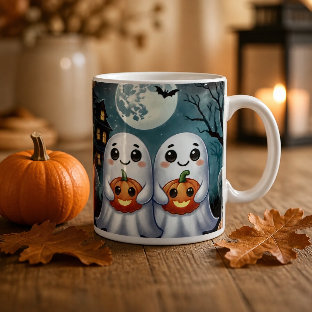 Taza de Cerámica de 11 oz – Fantasmitas de Halloween