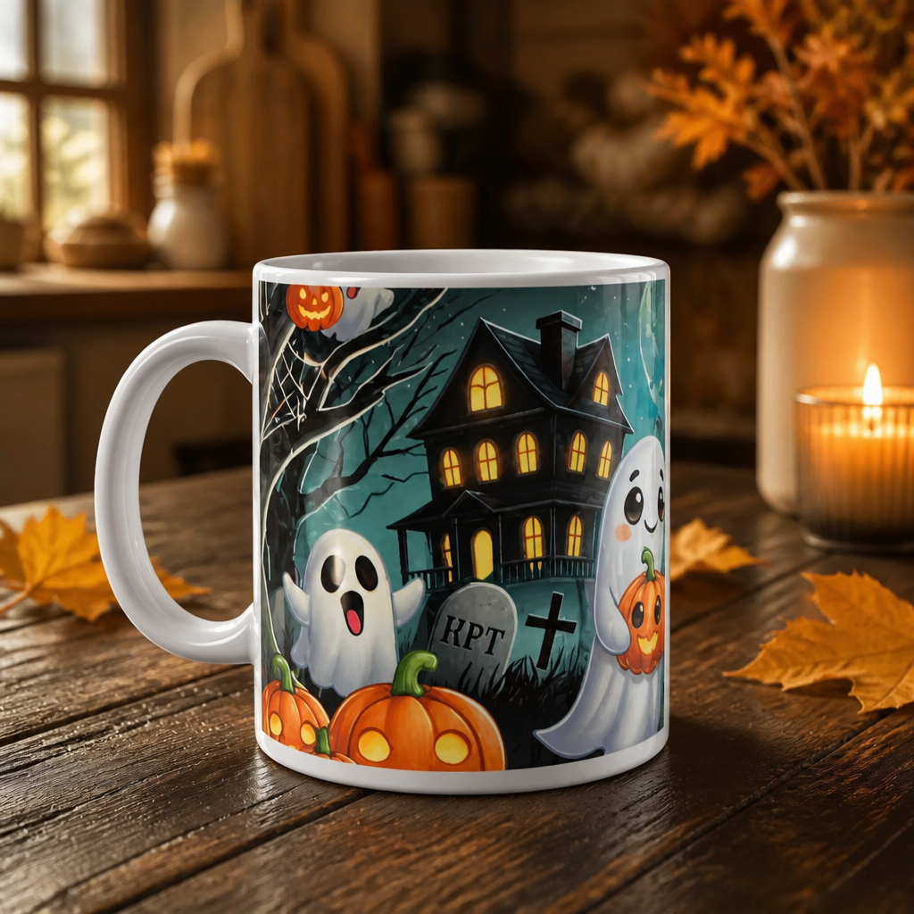 Taza de Cerámica de 11 oz – Fantasmitas de Halloween