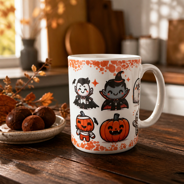 Taza Halloween con Personajes Adorables