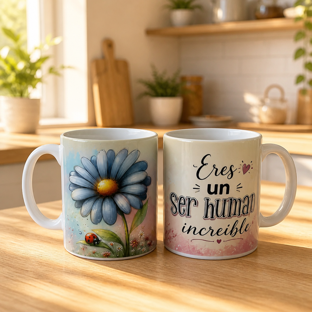 Taza Motivacional “Eres Un Humano Increíble ” | Margarita Azul