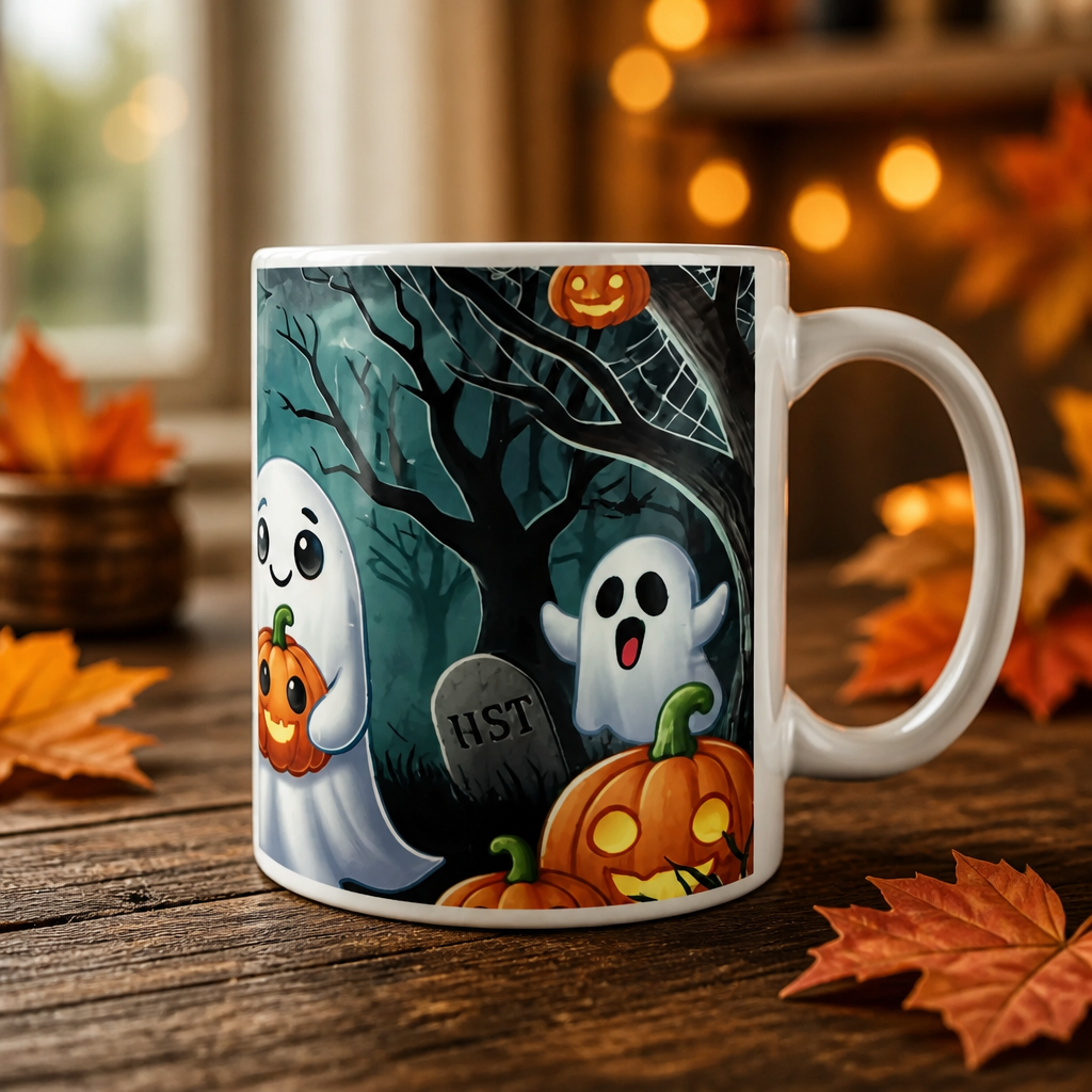 Taza de Cerámica de 11 oz – Fantasmitas de Halloween