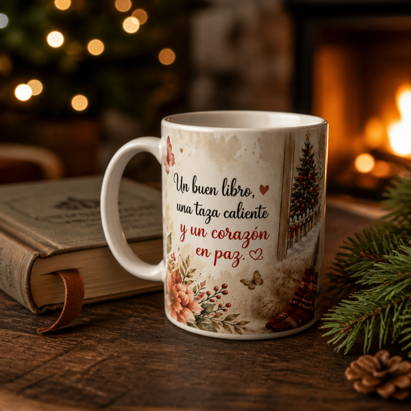 Taza navideña para amantes de la lectura – 15 oz