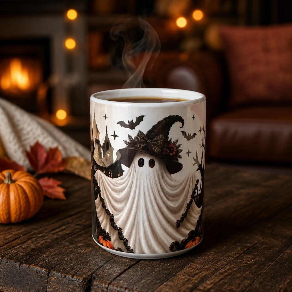 Taza Fantasma Brujita de Halloween