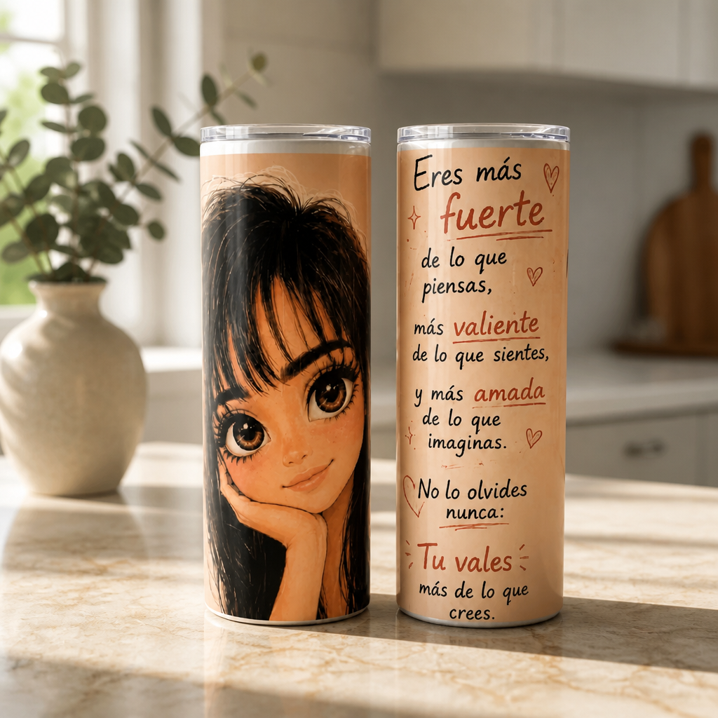 Vaso Térmico Inspiracional de 20 oz – “Eres Más Fuerte