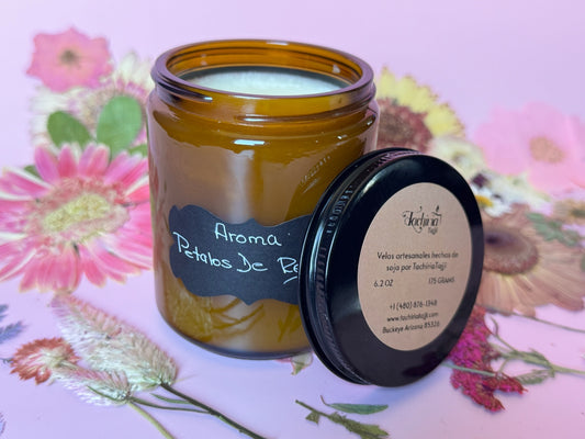 Pétalos De Rosas Vela Artesanal Aromatica