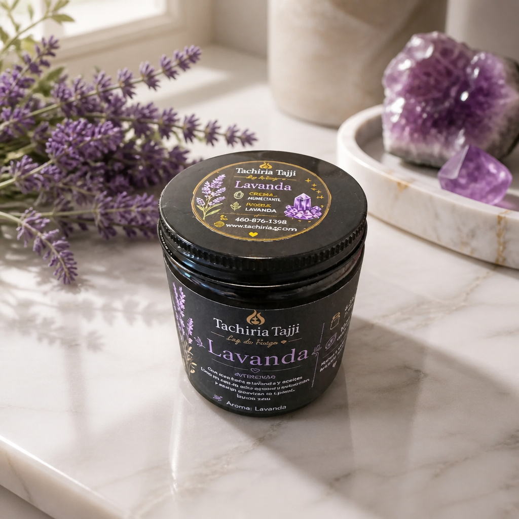 Vela de intención de lavanda con amatista elaborada artesanalmente por TachiriaTajji